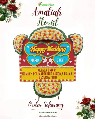 Karangan Papan Bunga Pernikahan di Pekajangan